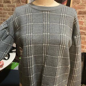 Maje Plaid Puff Sleeve Sweater, size small/medium